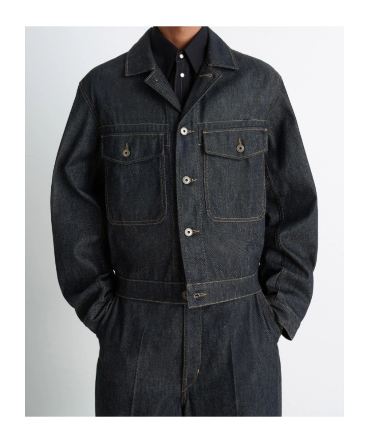 Lemaire Patch-pocket Denim Jacket In Gray
