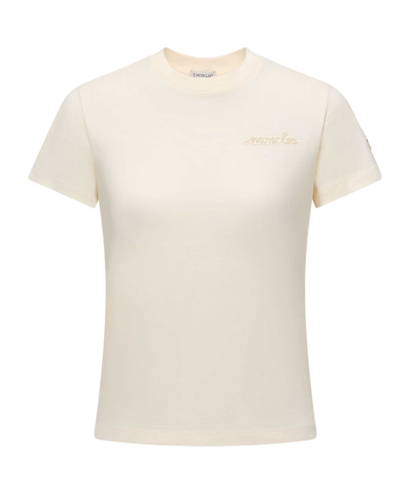 Moncler Beaded Logo Cotton T-shirt White In White