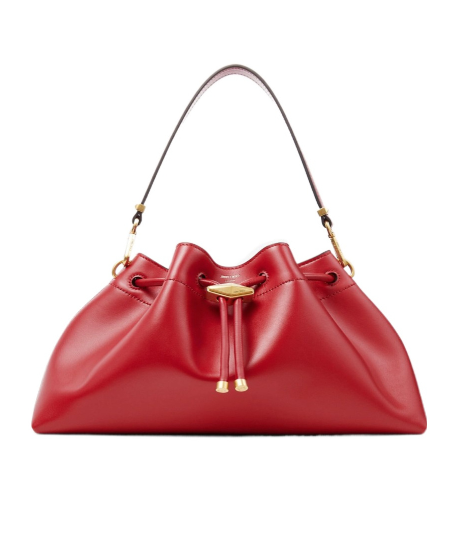 Jimmy Choo Womens Ruby Red/gold Cinch M Leather Shoulder Bag In Red