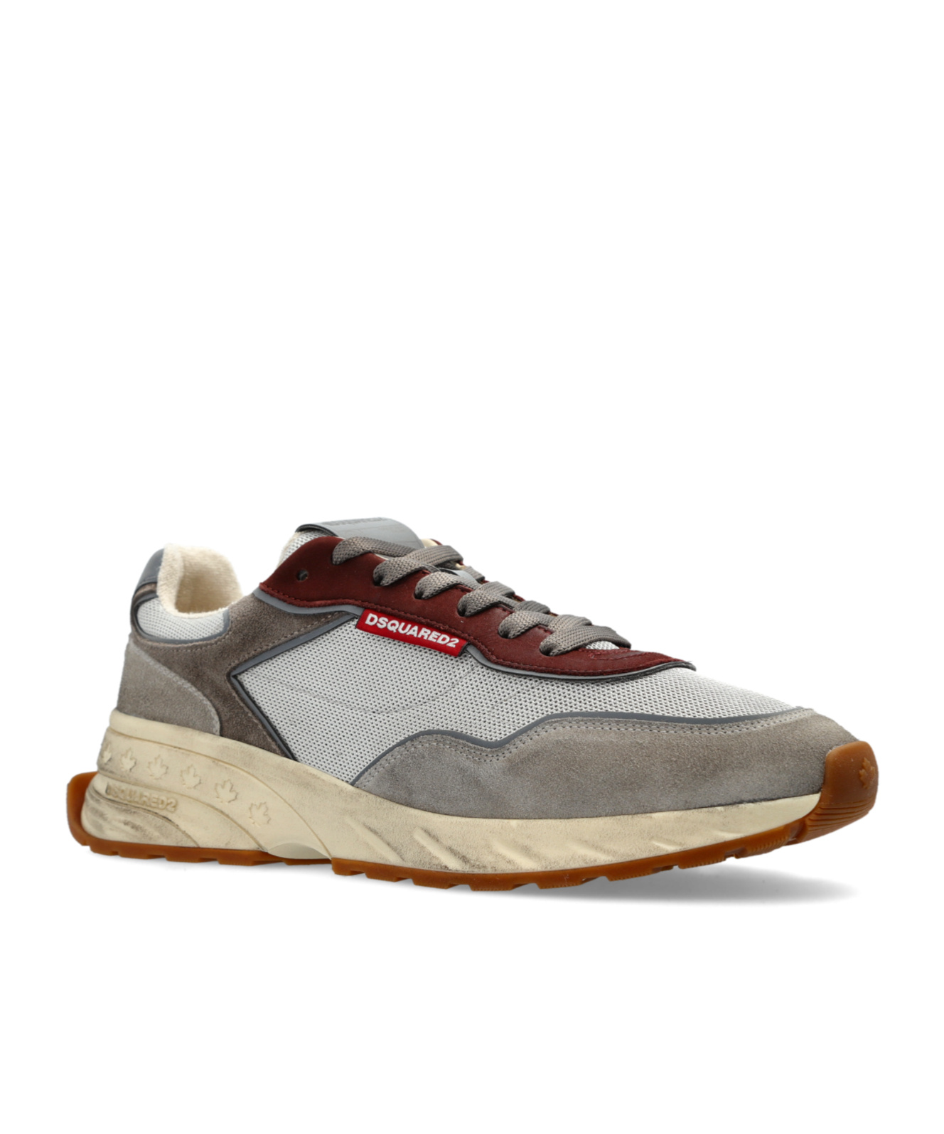Dsquared2 Leather Sneakers With Chunky Rubber Sole In Gray