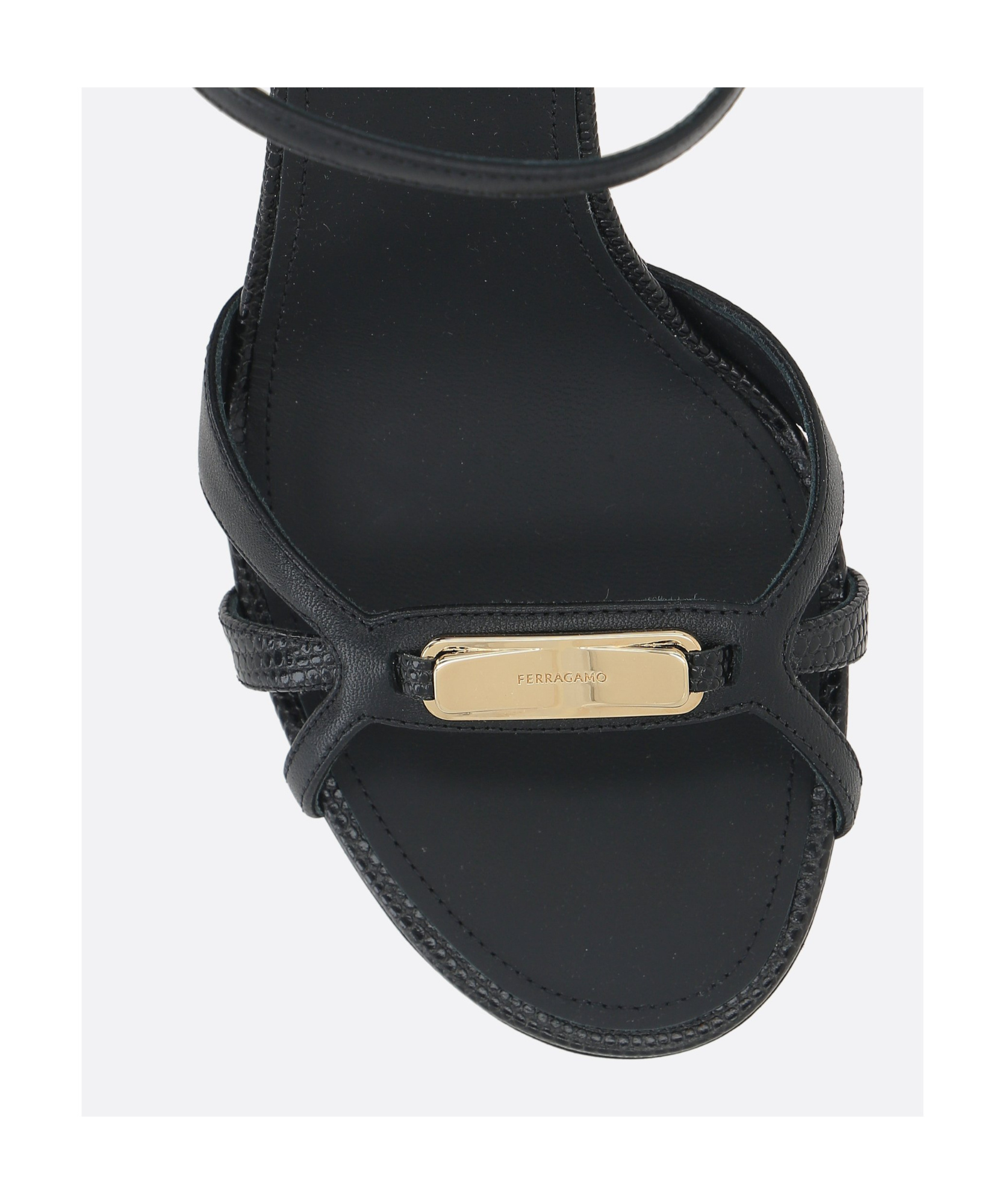 Ferragamo Strappy Sandal With New Vara Buckle In Black