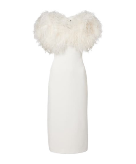 David Koma Feather-trimmed Cocktail Dress In White