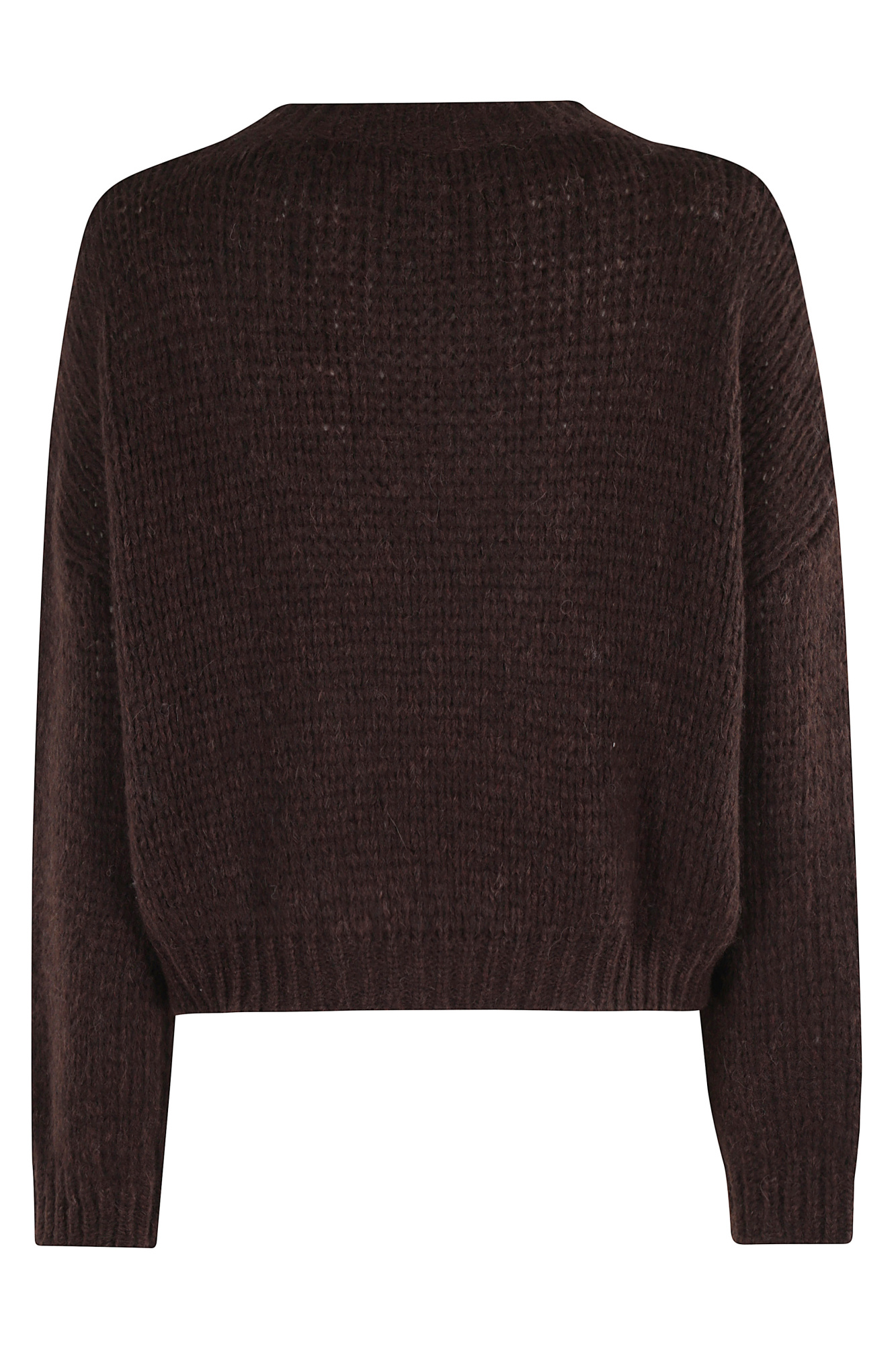 Roberto Collina Textured Relaxed-fit Long-sleeved Crew Neck Sweater In Brown