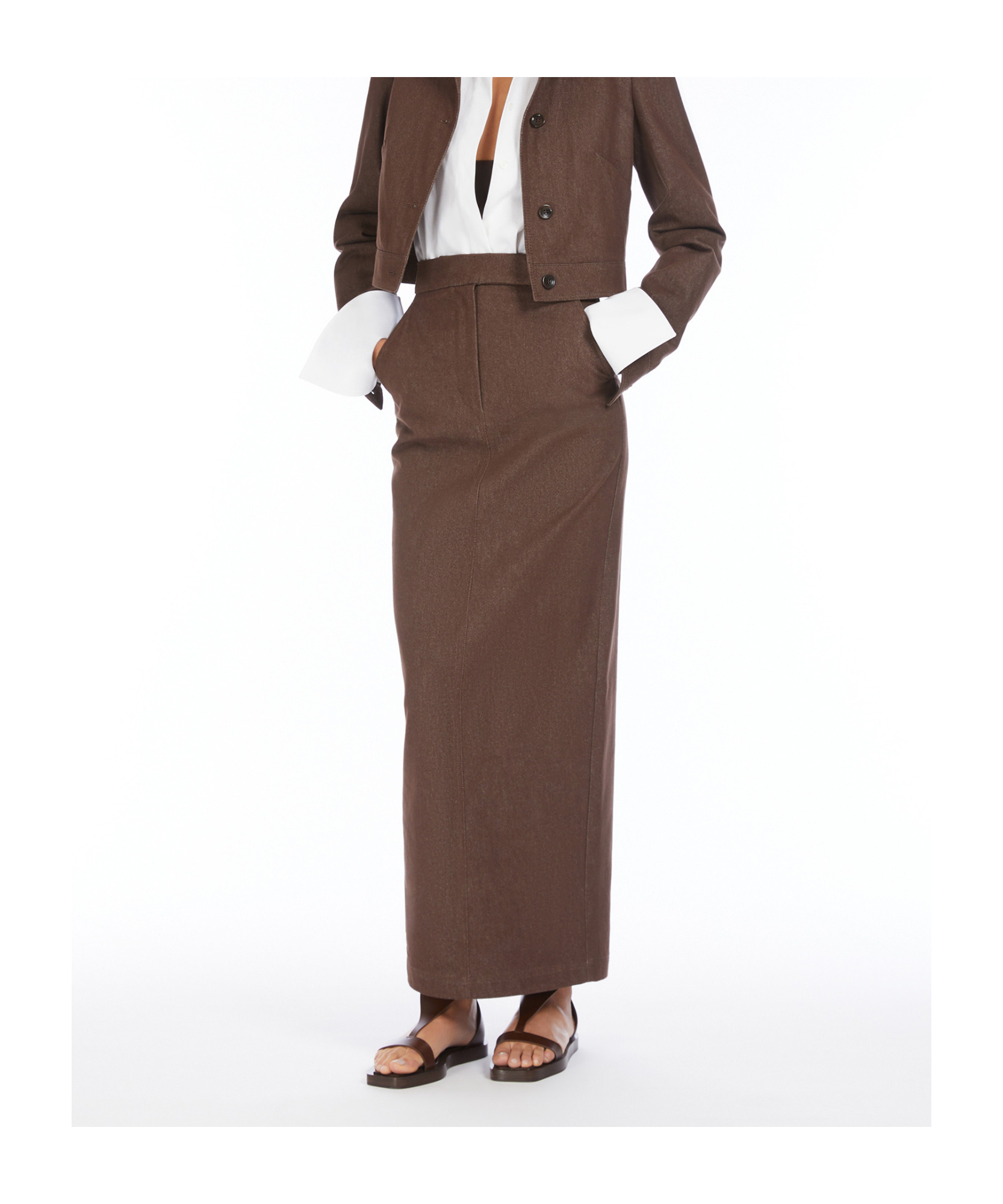 Max Mara Maxi Denim Skirt In Brown