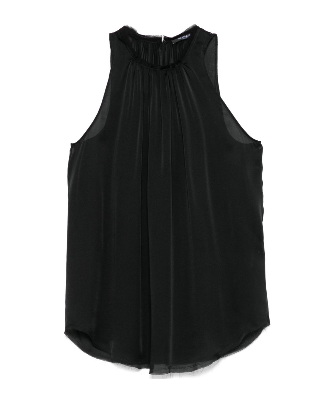 Balmain Pleated Sleeves With Sheer Panels In Black