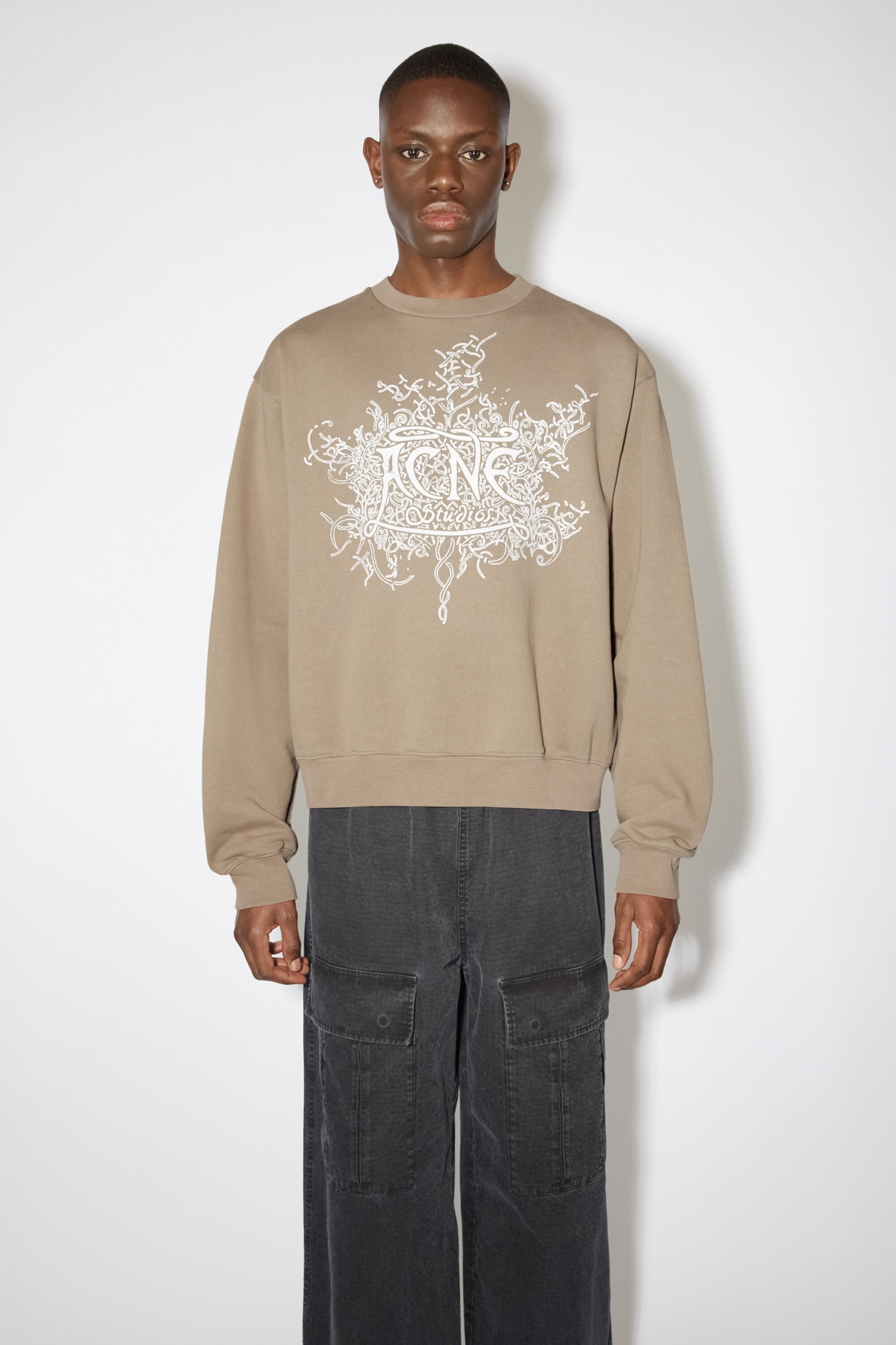 Acne Studios Dark Beige Relaxed Fit Glow In The Dark Logo Sweater In Nude