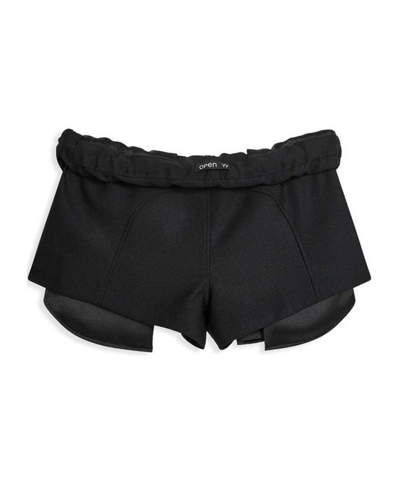Open Yy Rolled Waist Mini Shorts In Black