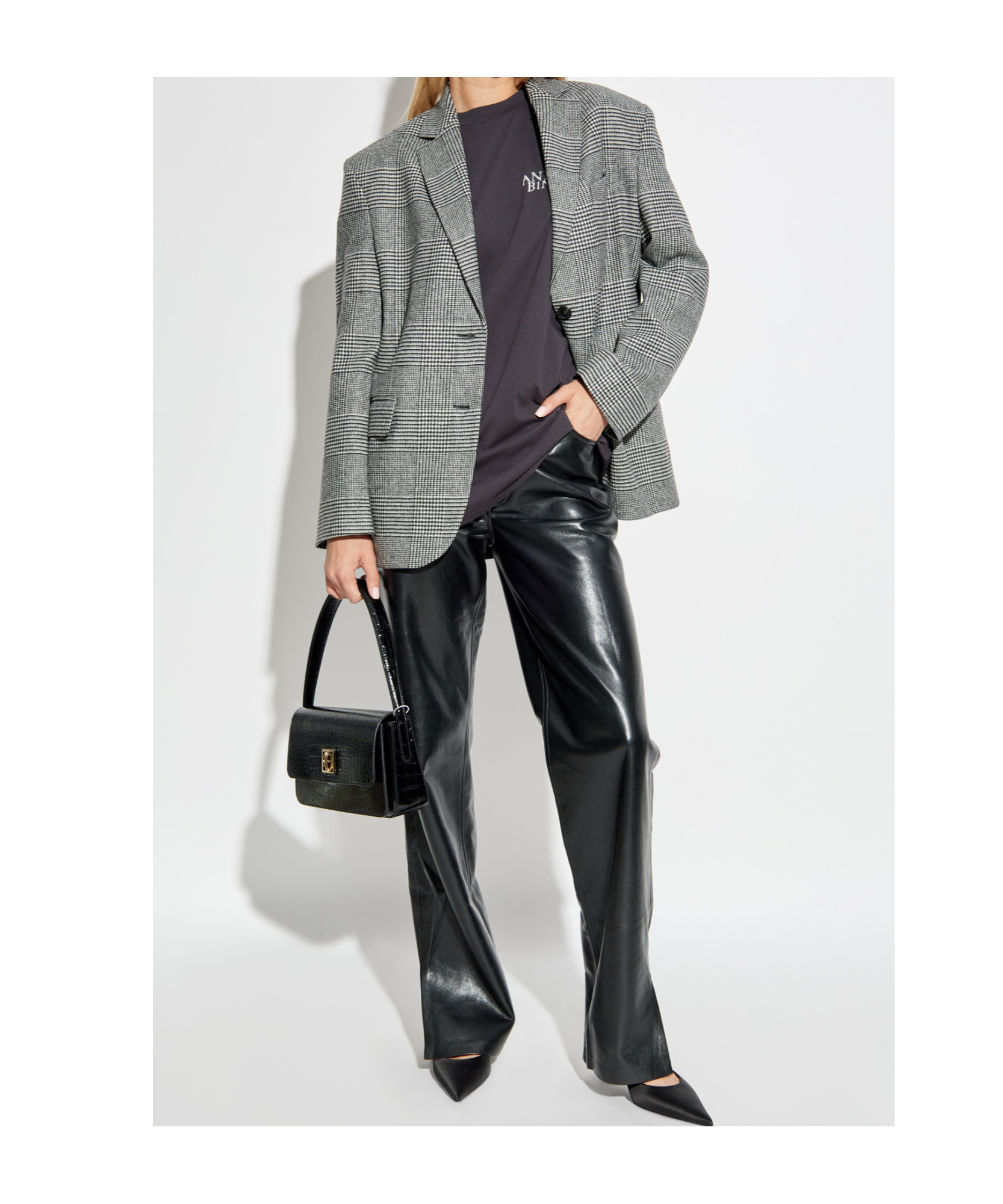 Anine Bing Blazer With Plaid Pattern In Gray
