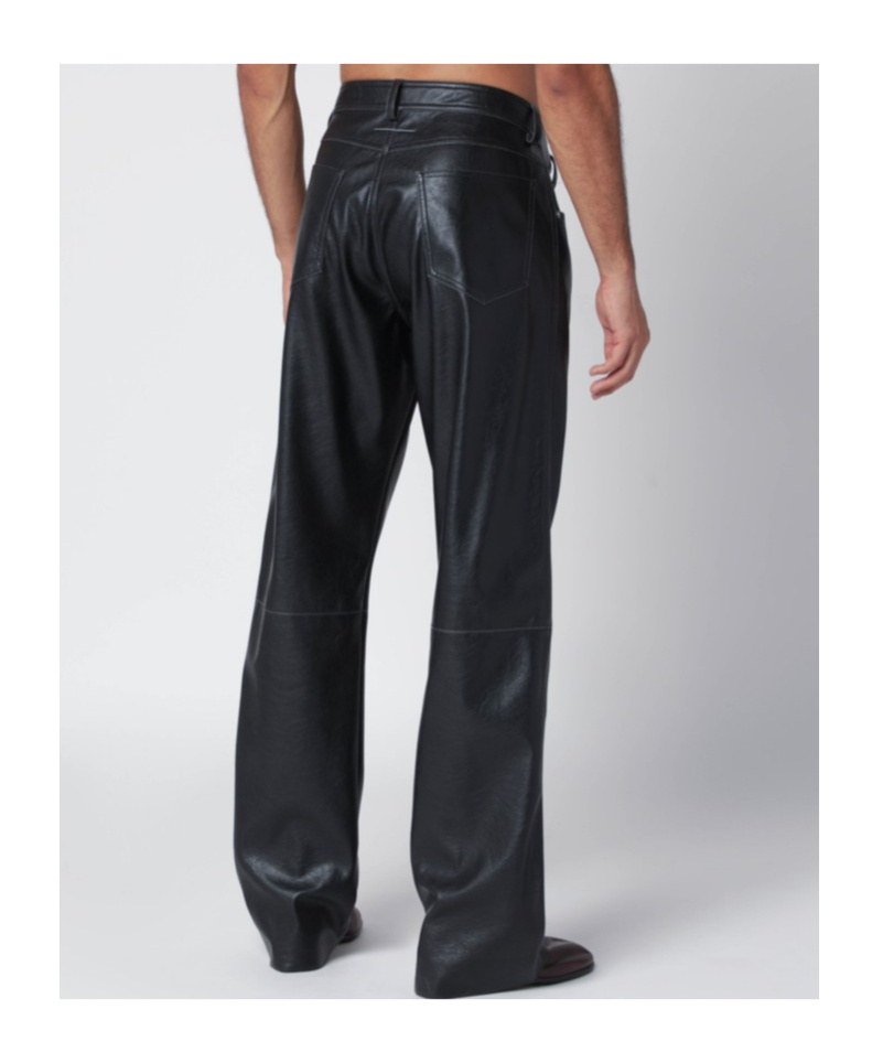 Mm6 Maison Margiela Faux Leather Five-pocket Trousers With Glossy Finish In Black