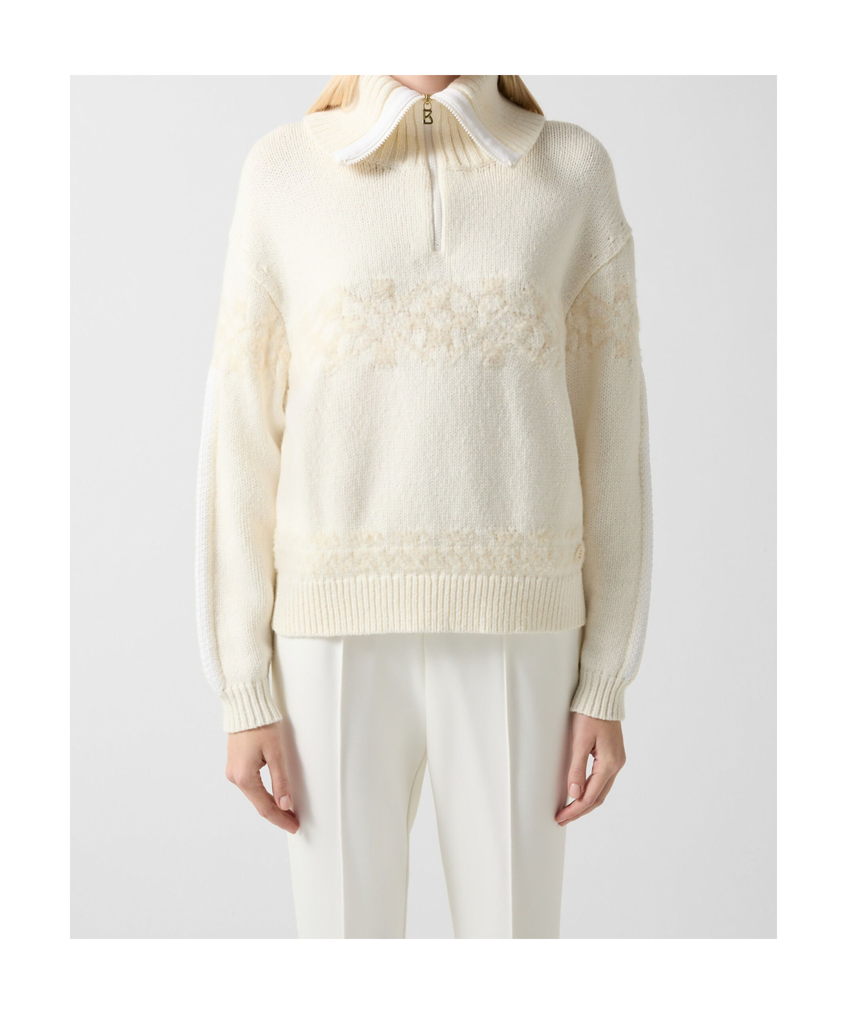 Bogner Elana Half Zip Knit Sweater In White