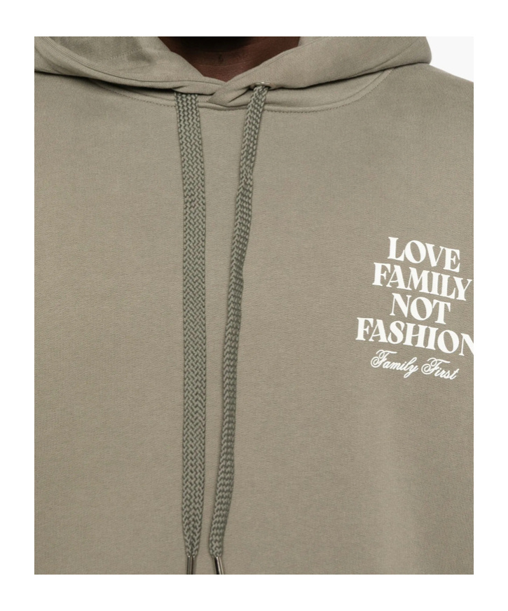 Family First Long-sleeved Hooded Sweatshirt In Gray