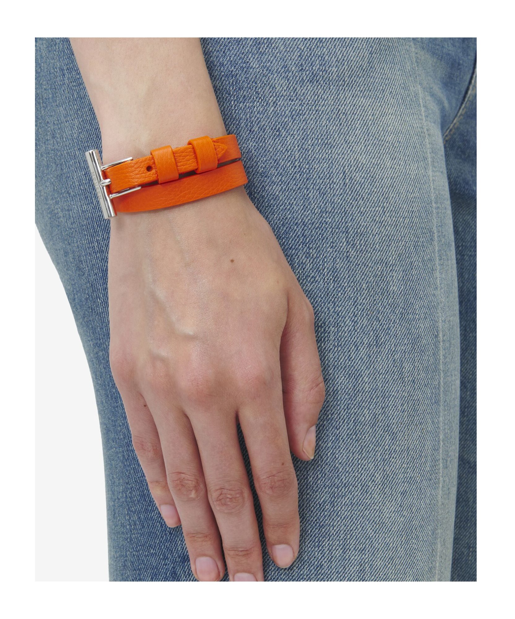 Alexander Mcqueen T-bar Double Loop Bracelet In Orange