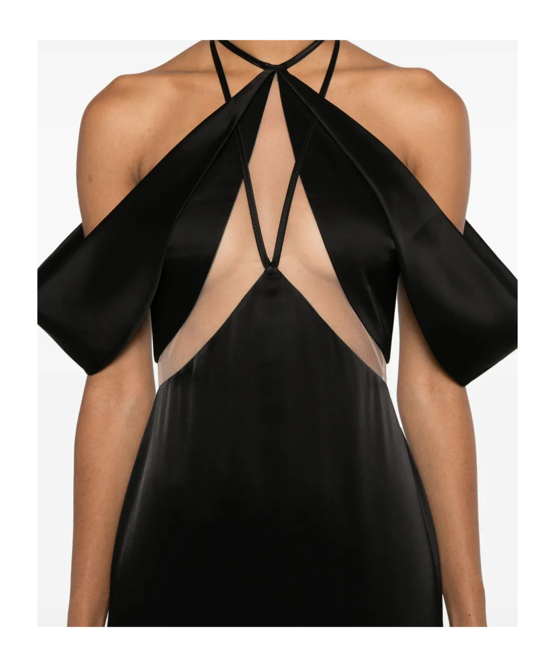 David Koma Tulle-detail Satin Gown