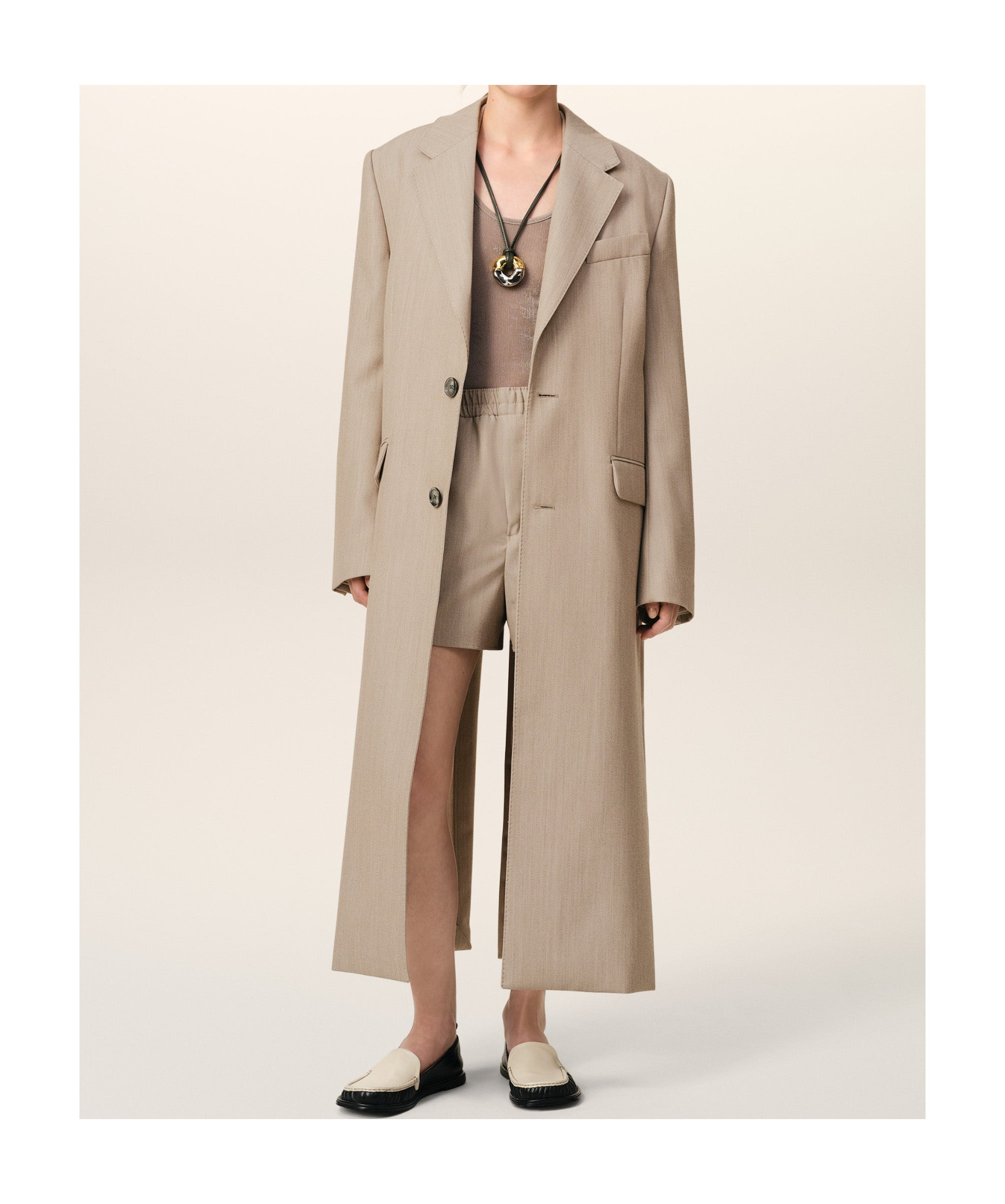 Ami Alexandre Mattiussi Beige Wool Back Slit Long Coat Beige In Nude