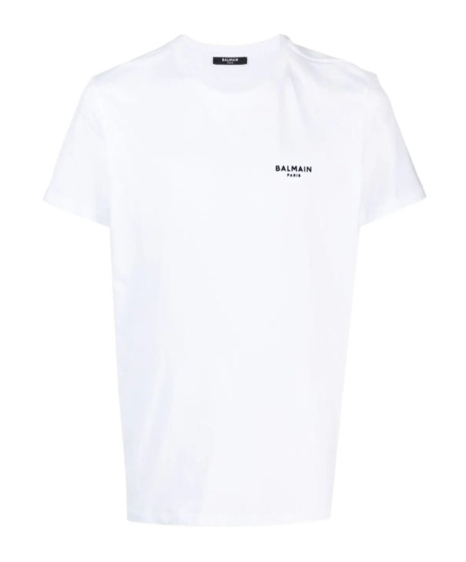 Balmain White Crewneck T-shirt With Logo Lettering Embroidery In White