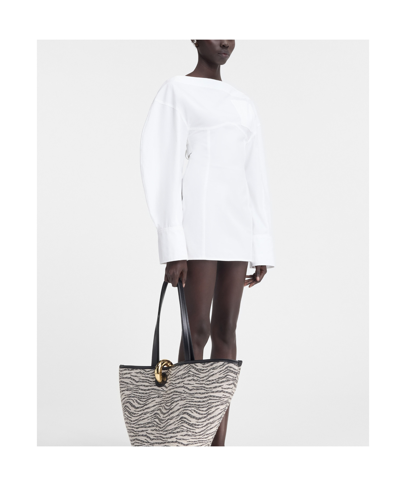 Jacquemus La Casaco Long Sleeve Cotton Shirtdress In White