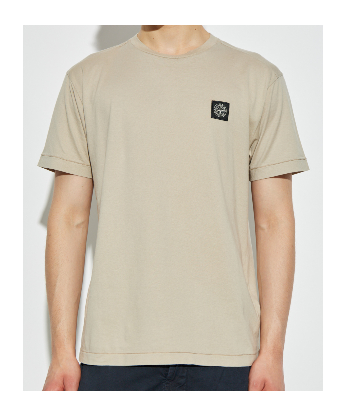 Stone Island Logo Patch Crewneck T-shirt In Neutral