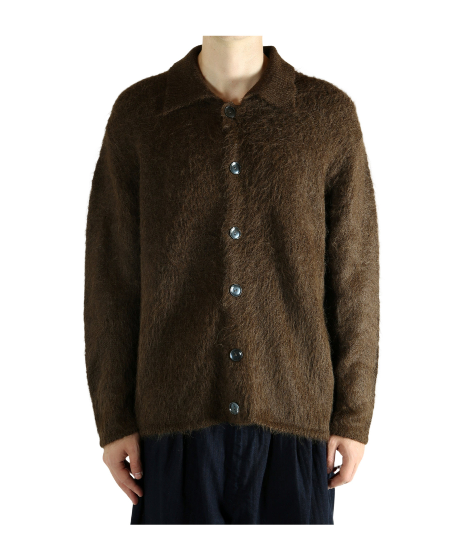 The Elder Statesman Thistle Brushed Alpaca-blend Cardigan In Brown