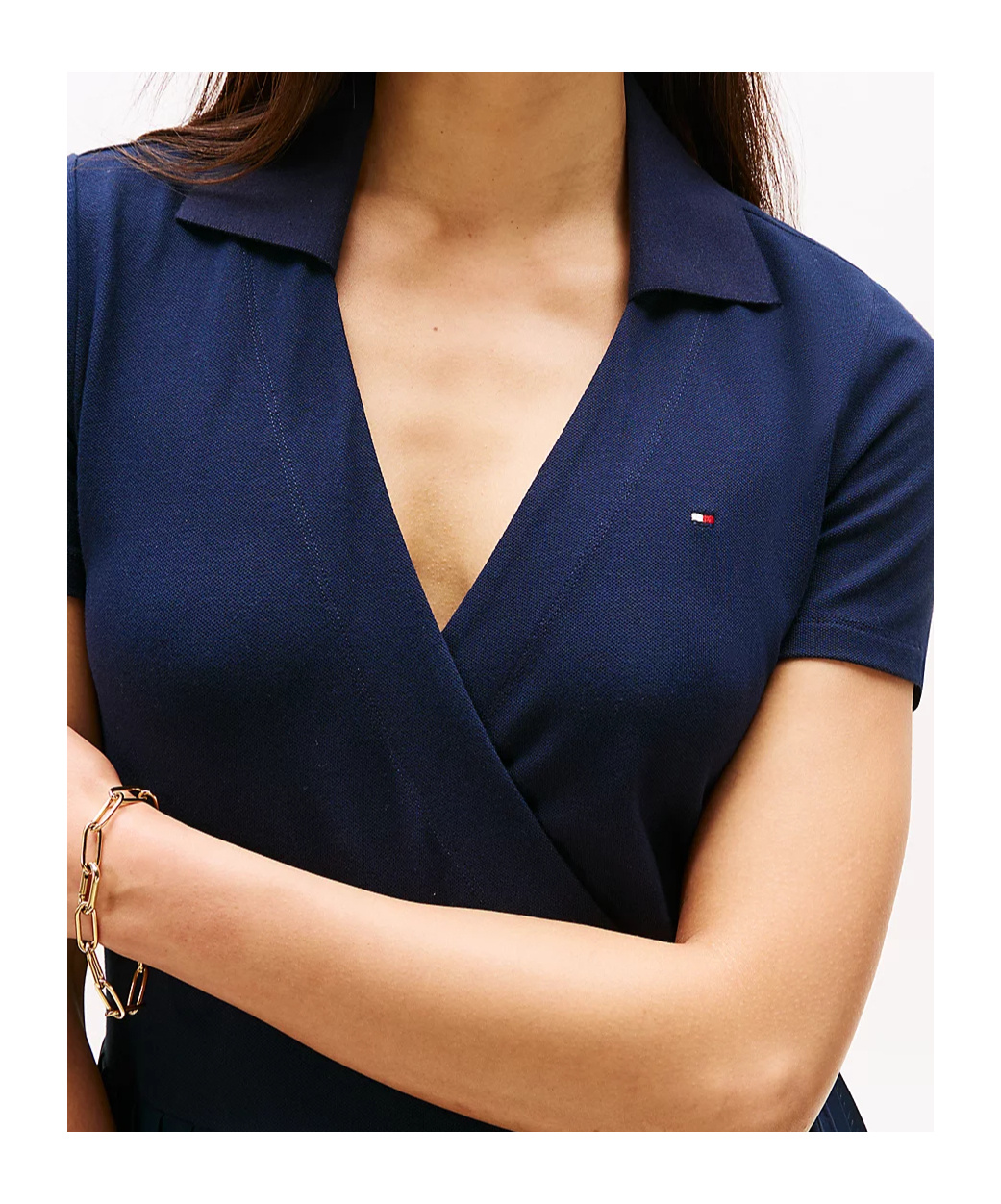 Tommy Hilfiger Fit And Flare Midi Polo Dress In Blue