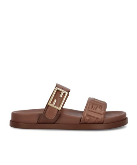 Fendi Slide Sandals With Buckle Detail And Flat Sole
