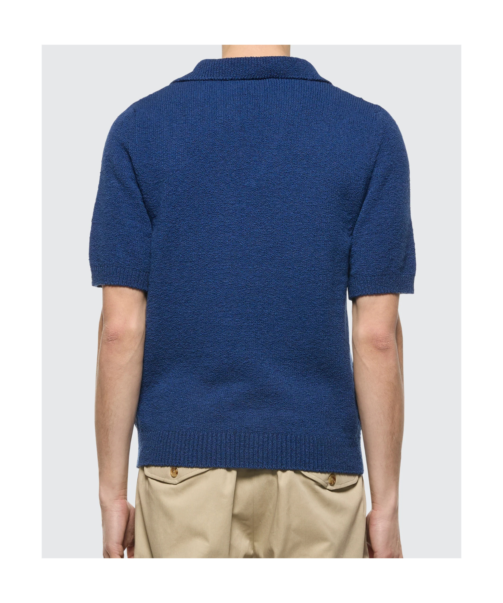 Shop Laneus Knitted Polo Shirt In Blue