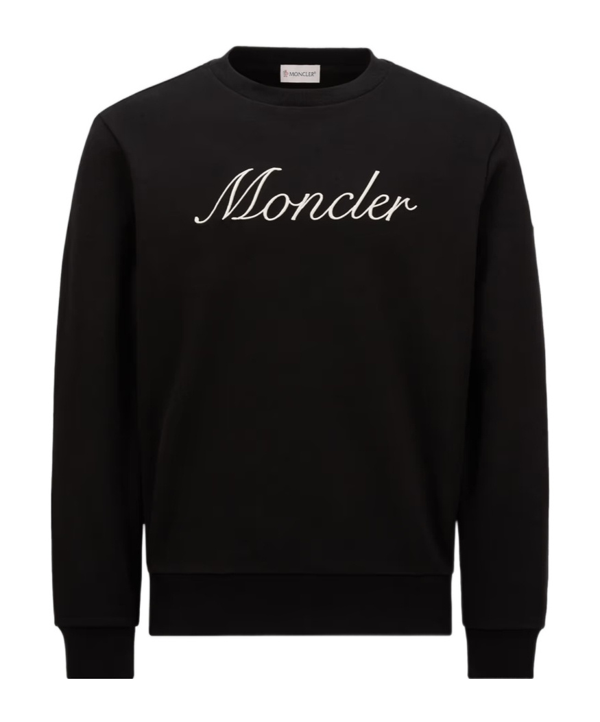 Moncler Embroidered Logo Sweatshirt In Black