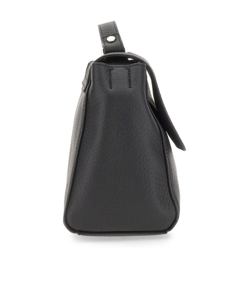 Orciani Sveva Soft Medium Bag Black In Black