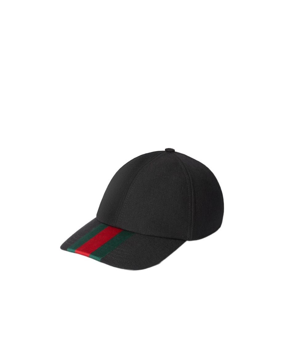 Gucci Original Gg Fabric Baseball Cap With Web Ribbon In Black