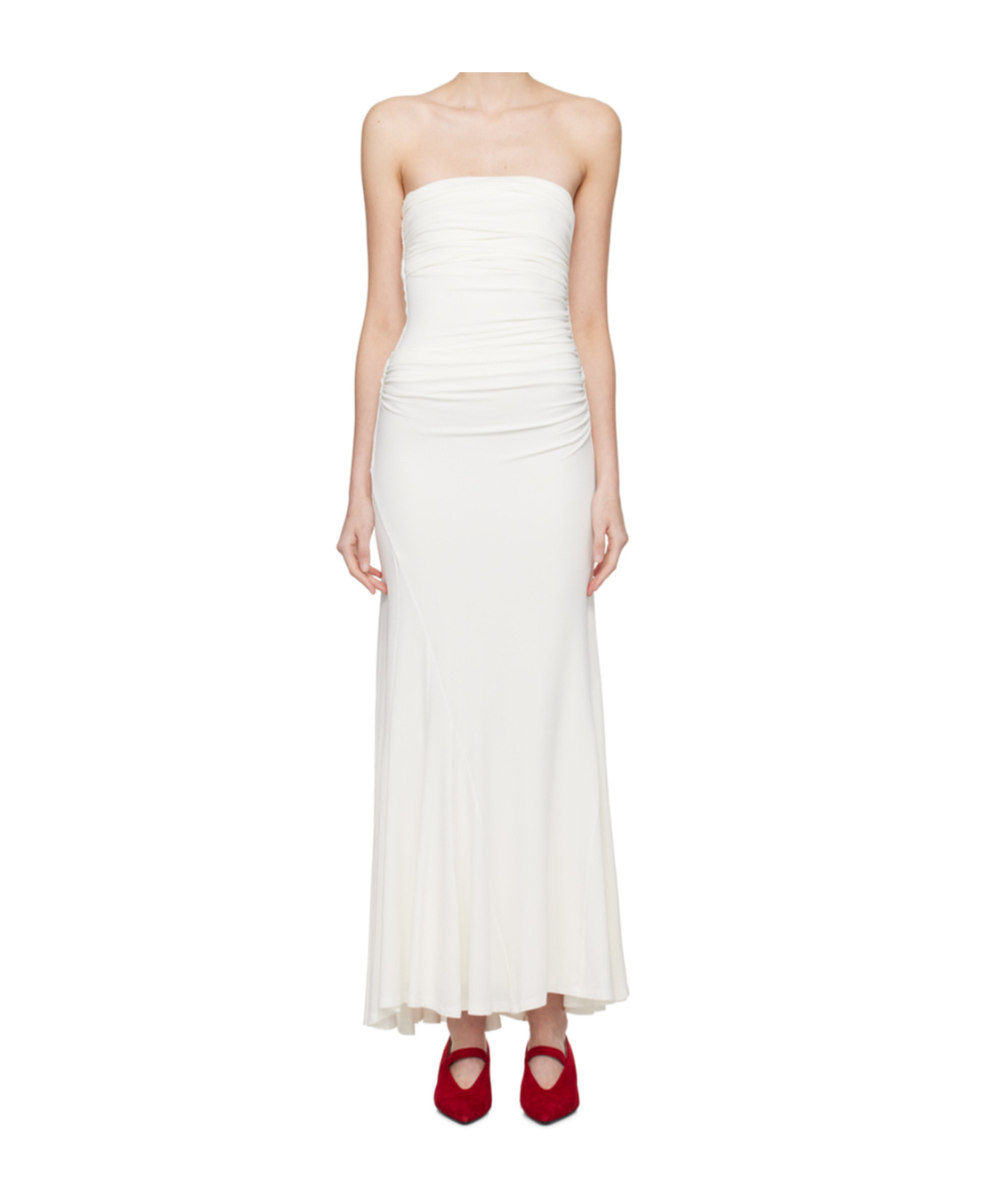 Tove Pleated Tube Top Dress In White