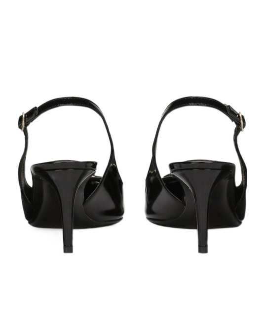 Dolce & Gabbana Black Slingback With Plate Logo In Patent Leather Woman In Black