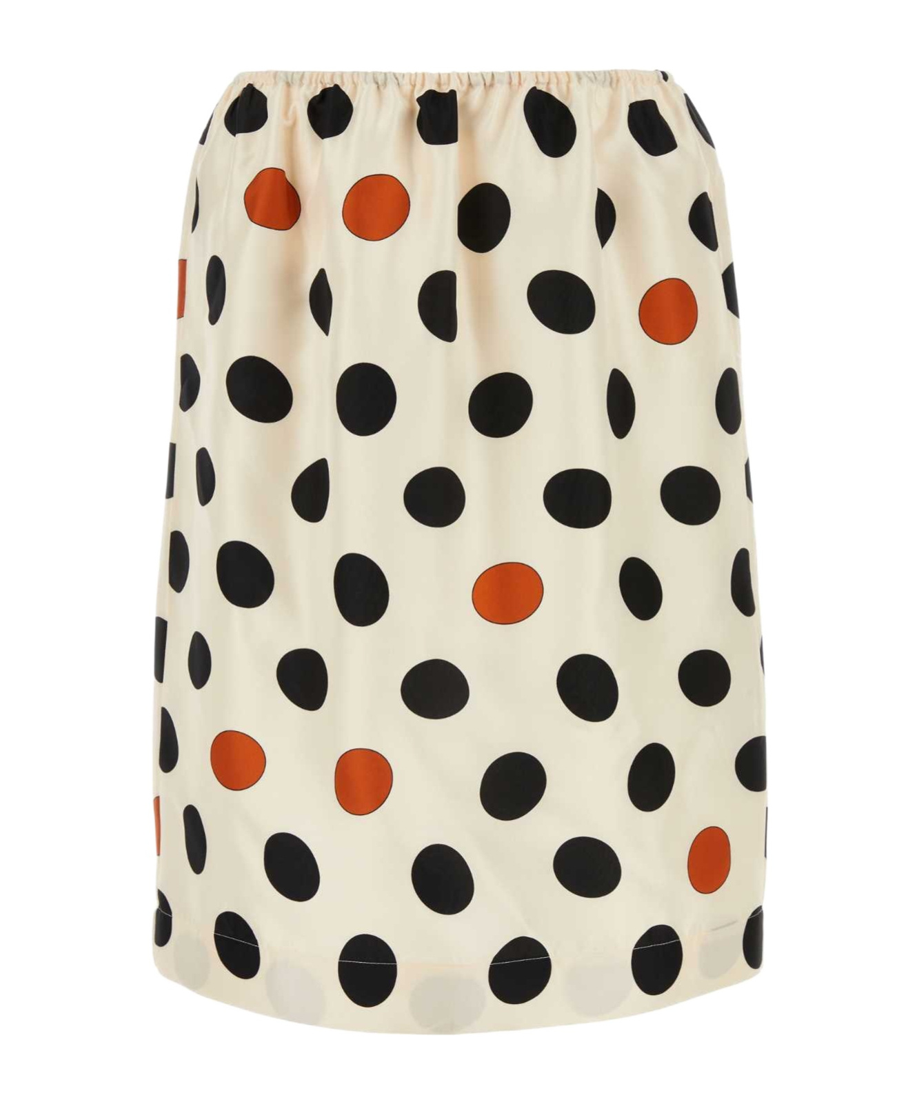 Bottega Veneta Silk Skirt With Polka Dot Pattern And Elastic Waistband In White