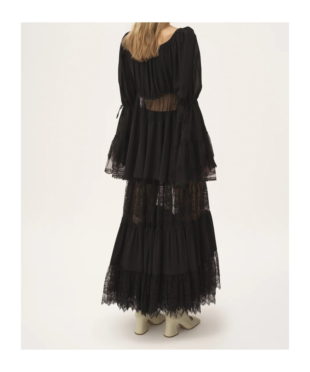 Chloé Scoop-neck Puff-sleeve Blouse In Black