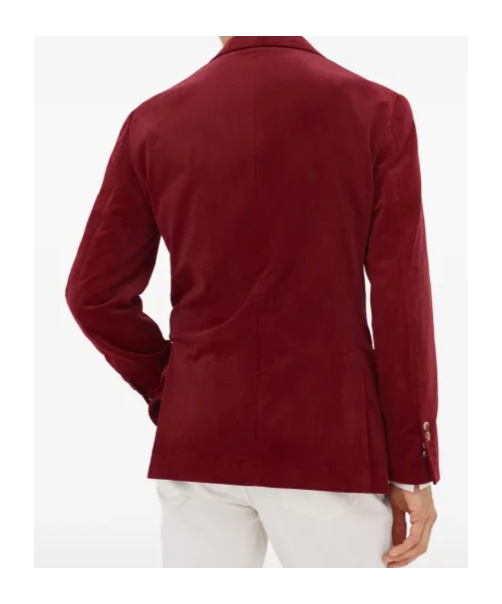 Brunello Cucinelli Sea Island Cotton-corduroy Deconstructed Blazer In Red