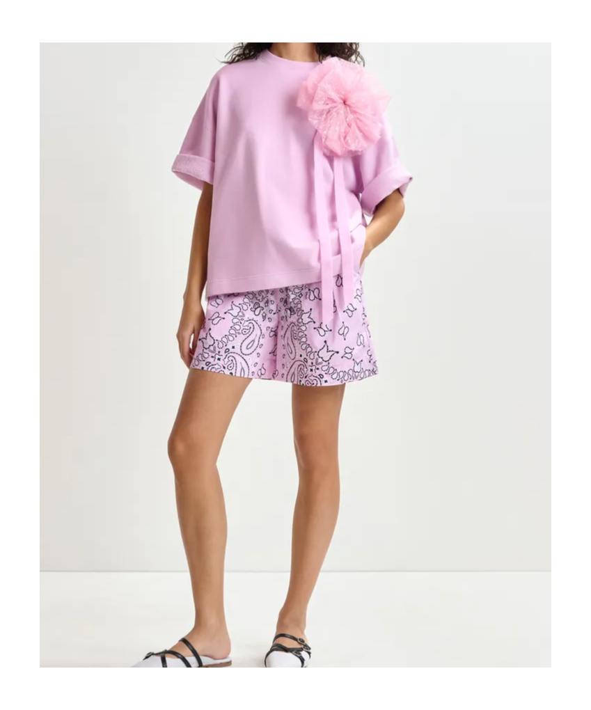 Essentiel Antwerp Light Pink Sweatshirt With Removable Mesh Brooch