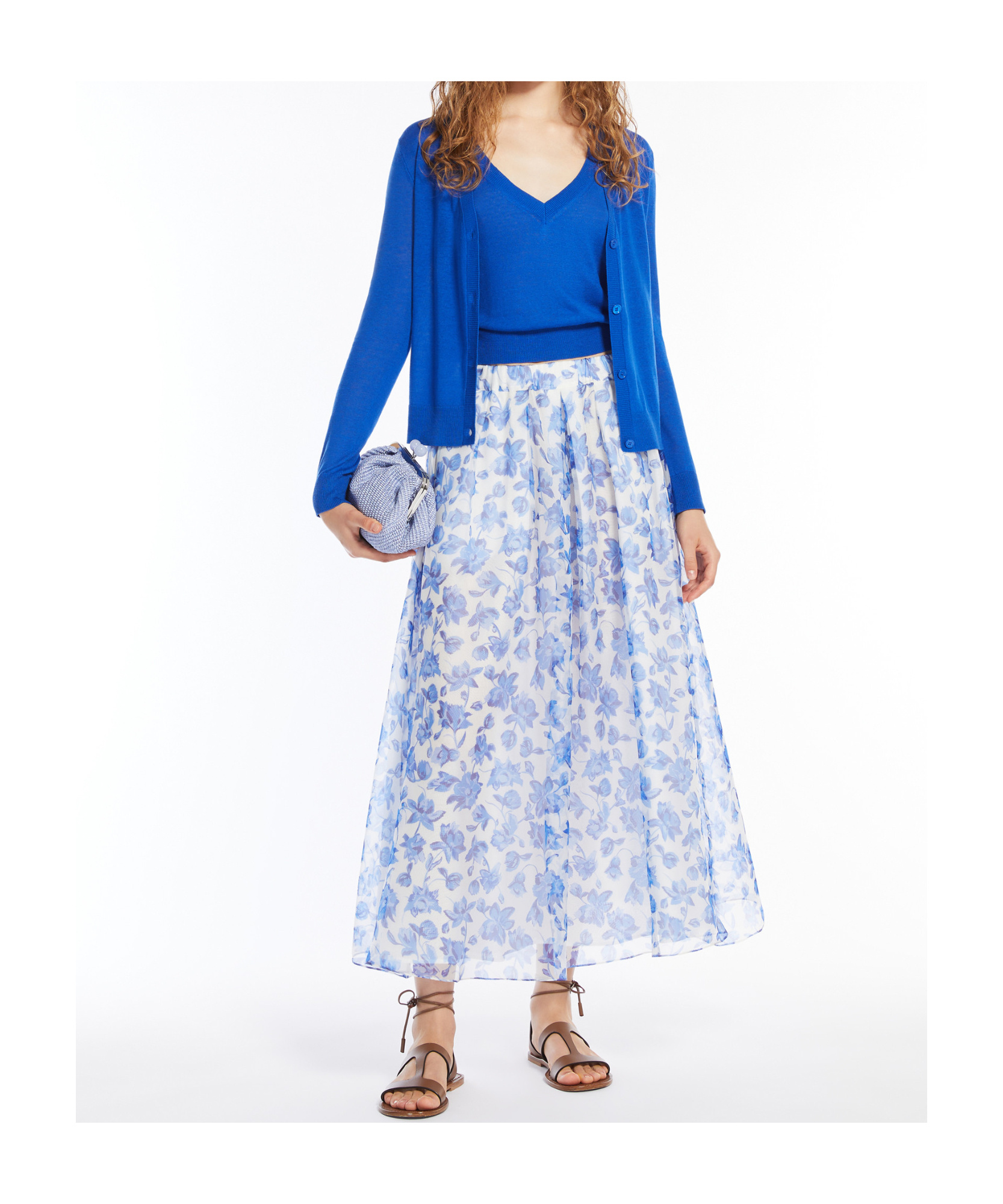 Weekend Max Mara Silk Organza Bell Skirt In Blue