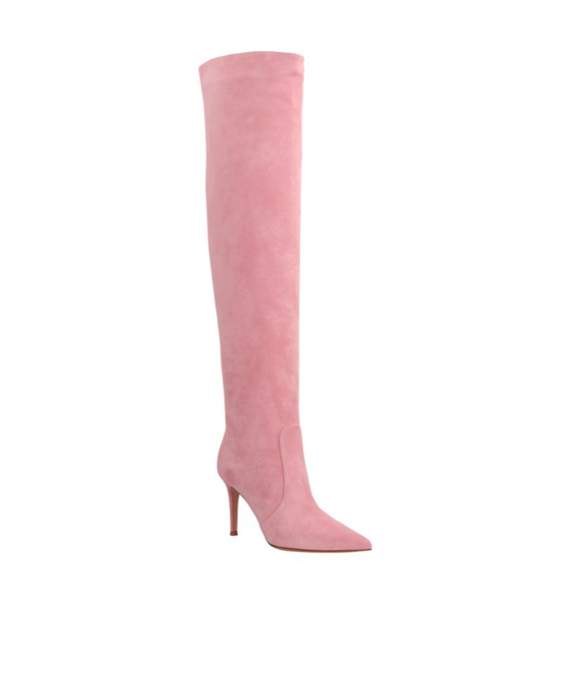 Gianvito Rossi 90mm Hansen Suede Knee-high Boots In Pink