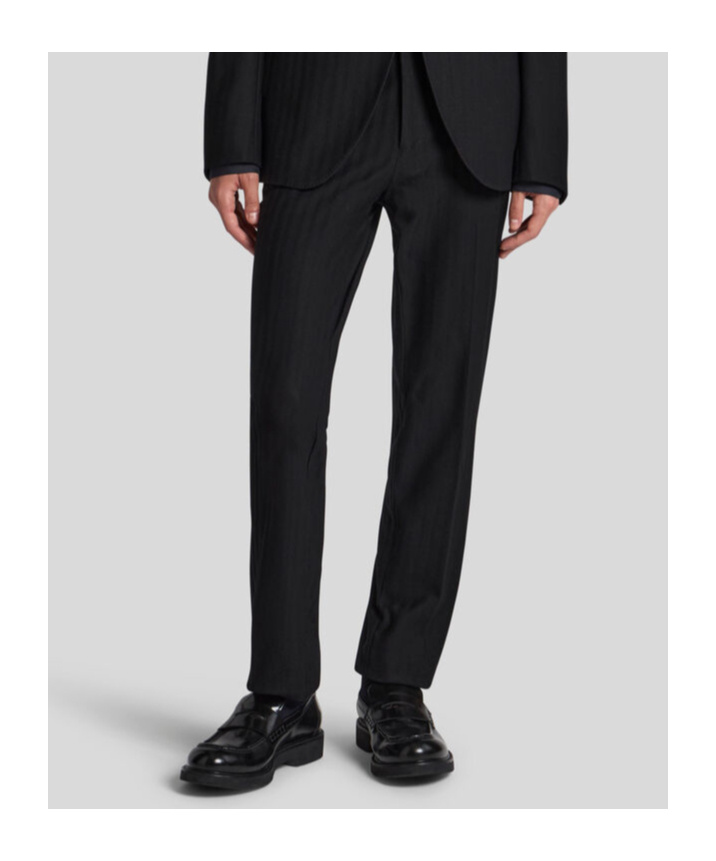 Etro Striped-effect Jacquard Evening Trousers In Black