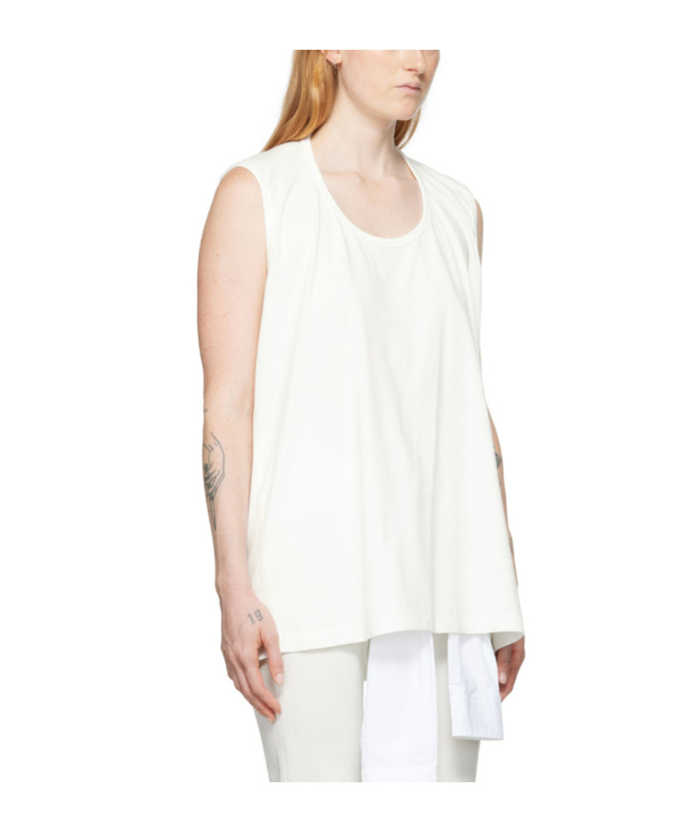 Mm6 Maison Margiela Off-white Cut-out Tank Top In White