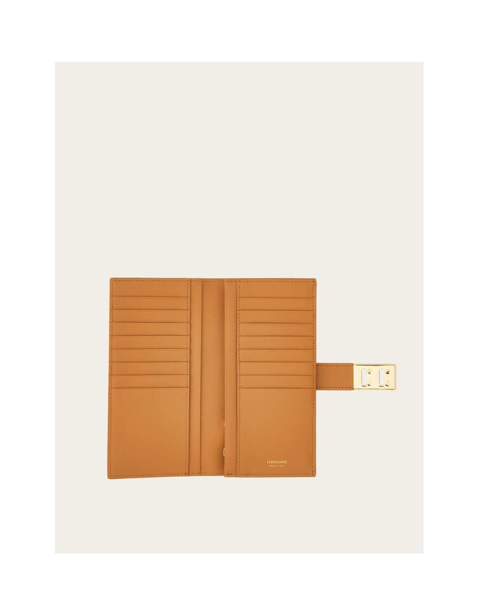 Ferragamo Hug Series Horse Strap Buckle Wallet In Brown