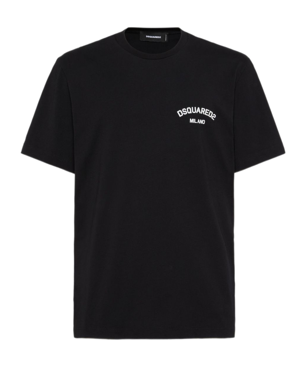 Dsquared2 Black Crew-neck T-shirt With Logo On The Front In Cotton Man In Black