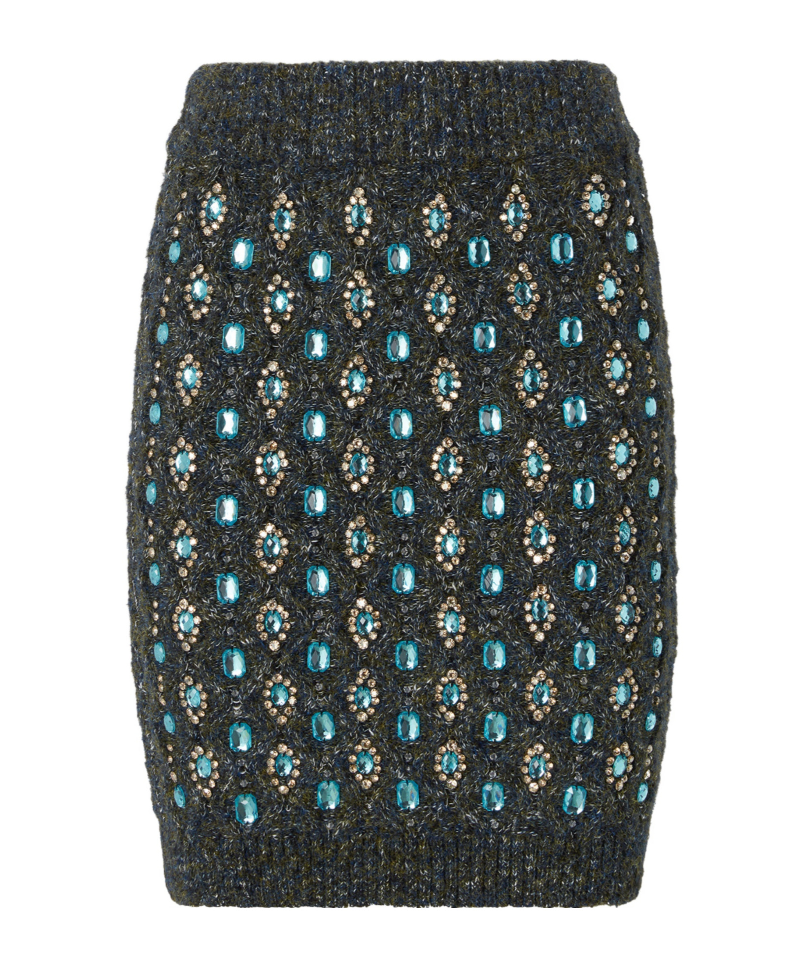 Pinko Cable-knit Embellished Mini Skirt In Black
