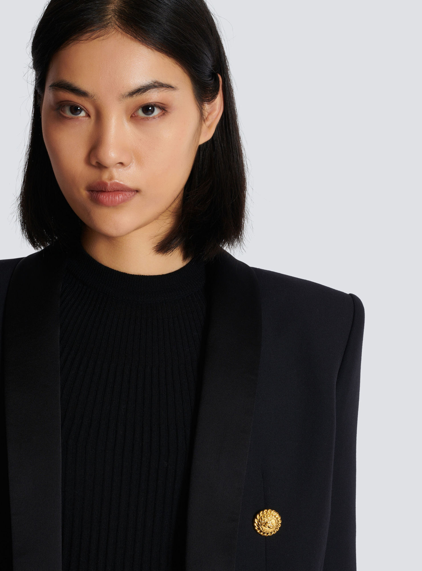 Balmain Boxy Wool Jacket In Black