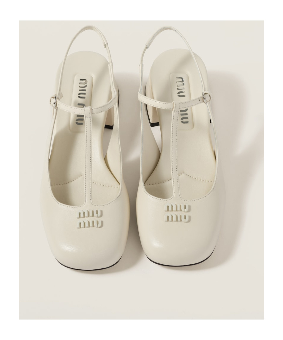 Miu Miu Round-headed High-heeled Sandals In White