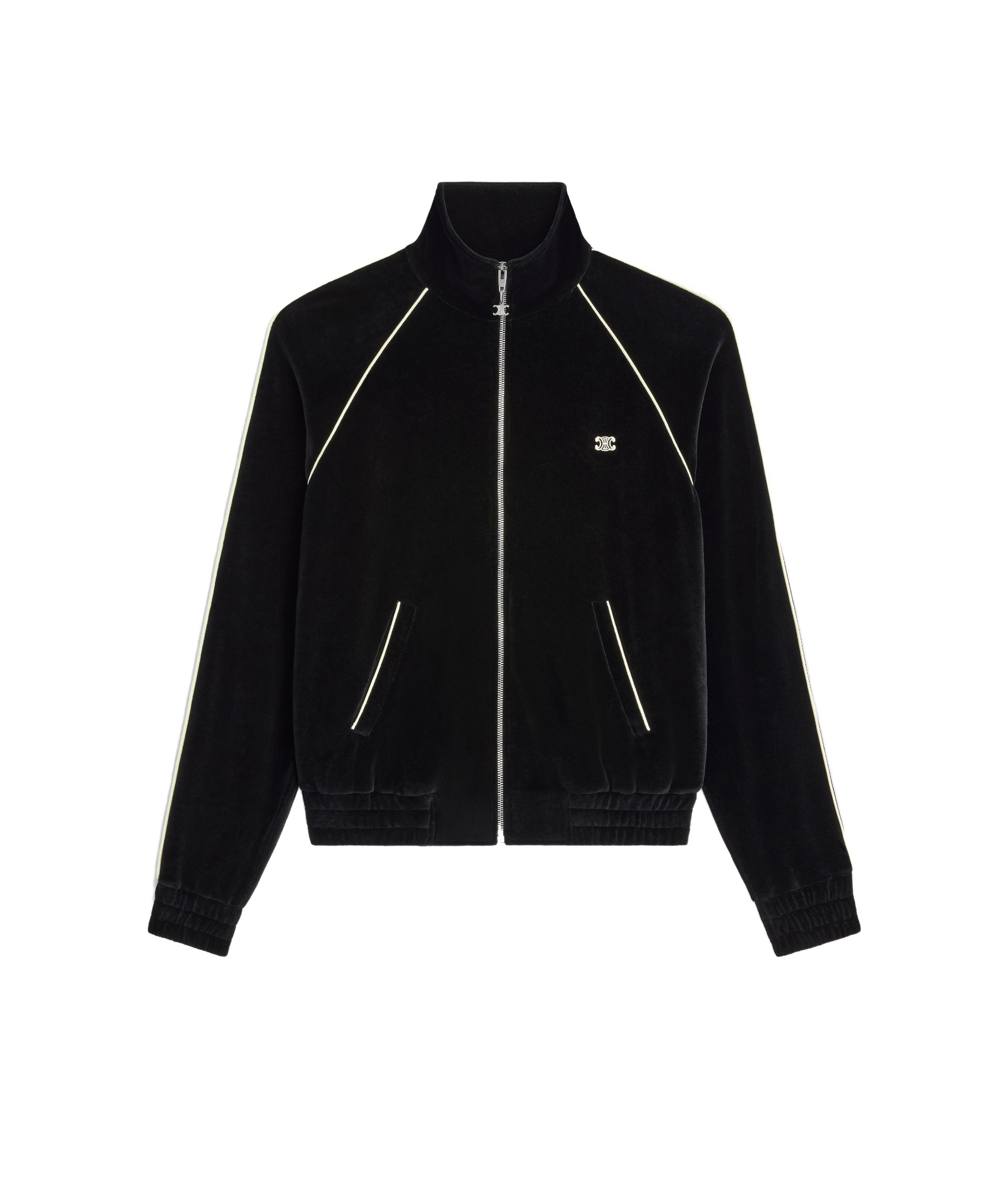 Celine Triomphe Knitted Sports Jacket In Black/white