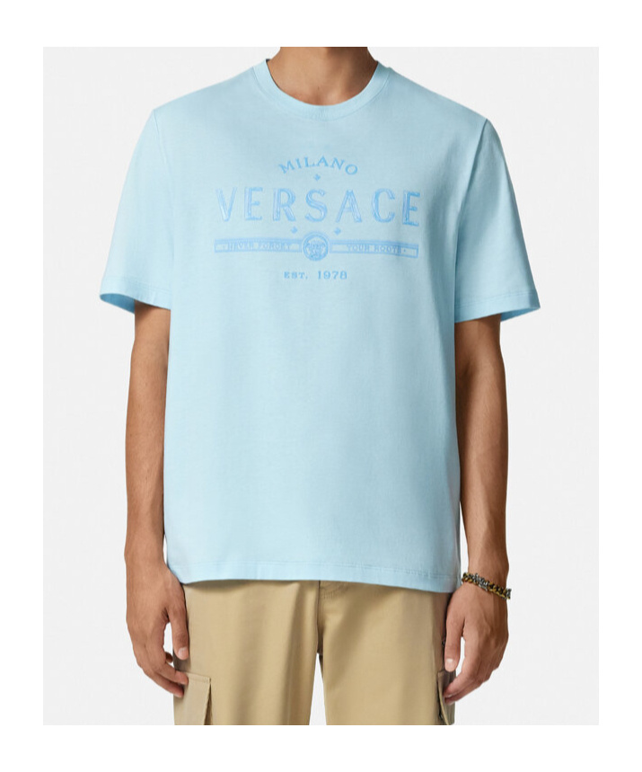 Versace Short-sleeved T-shirt In Blue
