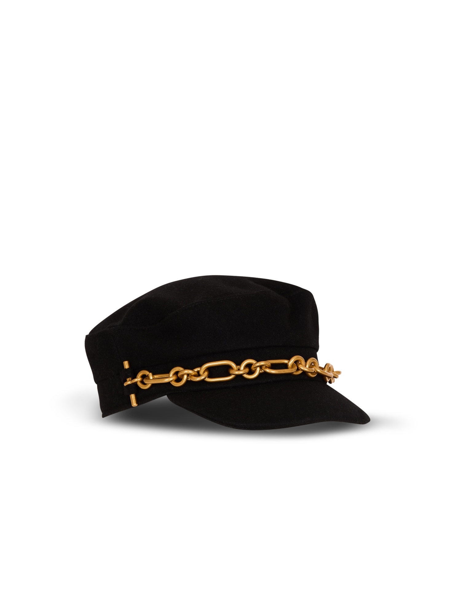 Balmain Brandebourg Wool Cap In Black