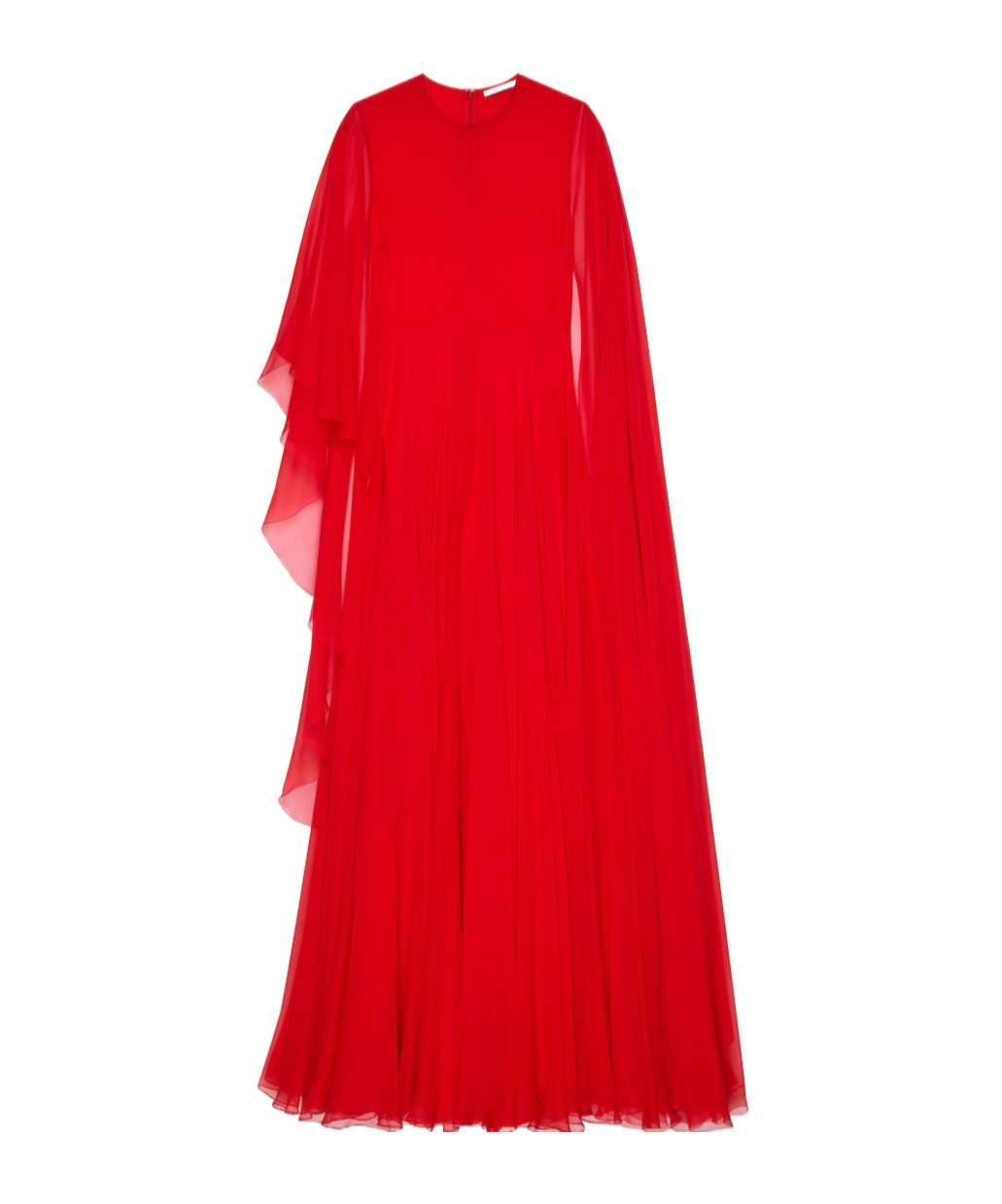 Givenchy Draped Evening Dress In Chiffon With Cape In Red