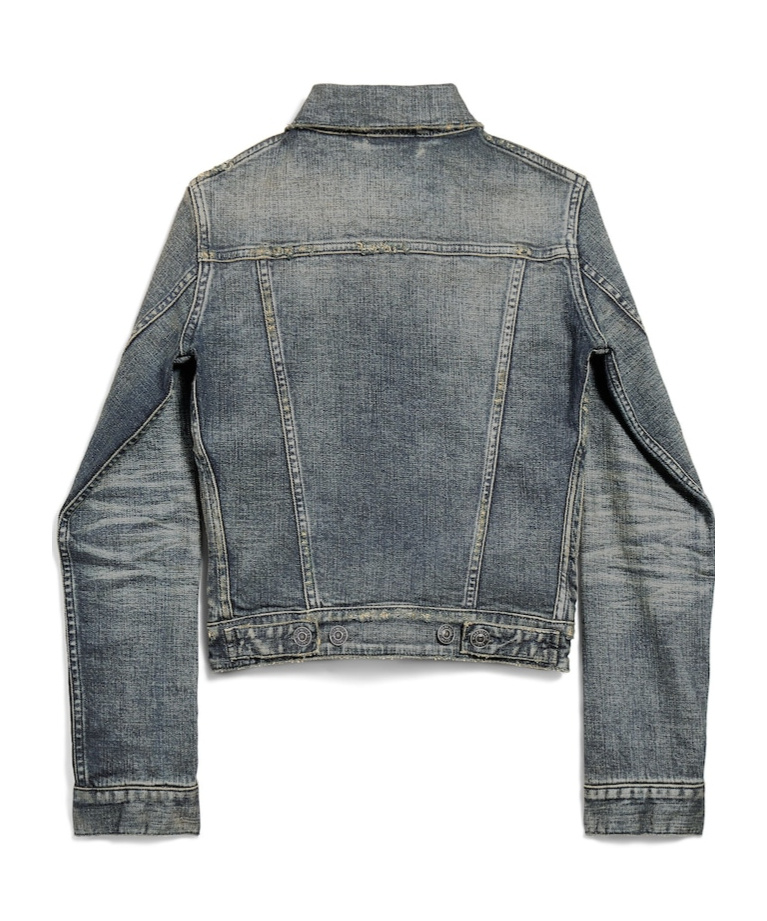 Balenciaga Women's Ruched Denim Jacket In Blue In Blue