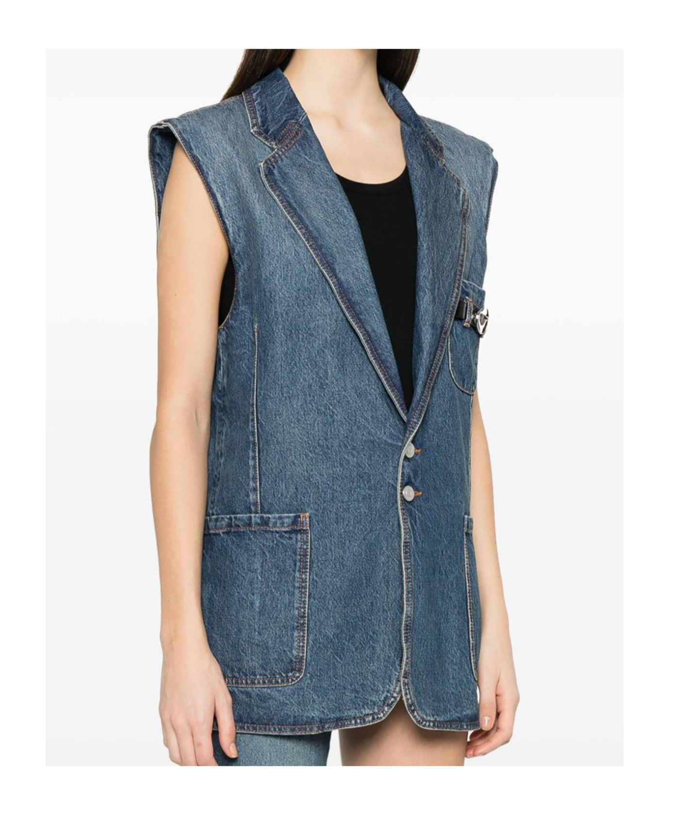 Coperni Sleeveless Denim Jacket In Blue