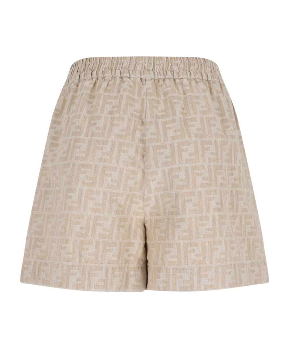 Fendi Elastic Waist Shorts In Brown